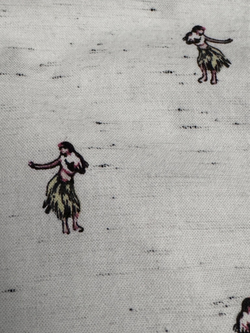 White SS Button-Up Shirt with All-Over Hula Dancer Print by Rip Curl size XL - Picture 3 of 10
